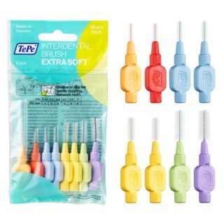 TePe Interdental Brush, Extra Soft 0.45-1.1mm/ISO 1-6,  Plaque Removal, flossers for Wide Gaps, from Narrow to Large Gaps