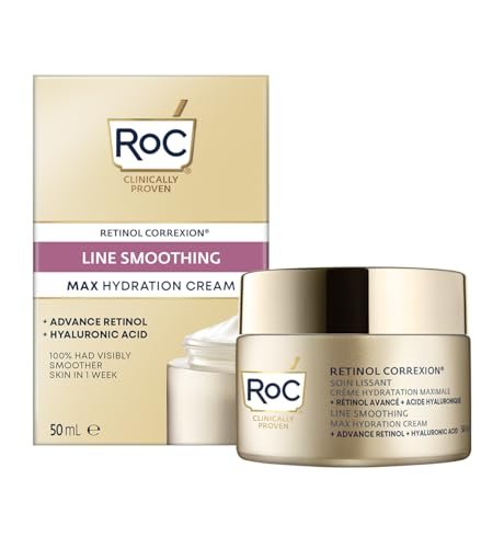 RoC - Retinol Correxion Line Smoothing Max Daily Hydration - Intensive Anti-Wrinkle & Anti-Aging Moisturiser - 48-Hour Moisture - Hyaluronic Acid & Pure RoC Retinol - 50 ml, photo 1 of 1