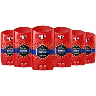 Old Spice Captain Deodorant Stick For Men 6x50 ml, 48H Fresh, 0% Aluminium Salts, Anti-White Marks and Yellow Stains