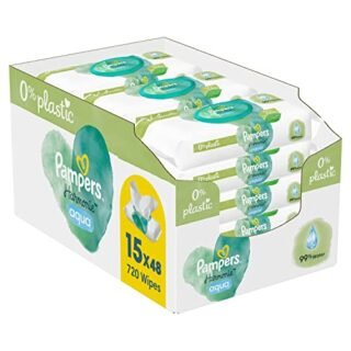 Pampers Harmonie Aqua Wet Wipes - Restores Skins Natural pH Value, Light Lotion with 99% Water
