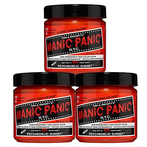Manic Panic Psychedelic Sunset Classic Creme, Vegan, Cruelty Free, Orange Semi Permanent Hair Dye 3 x 118 ml, photo 1 of 1