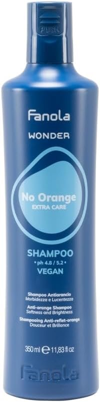 Fanola Wonder No Orange Shampoo, Neutralizing Orange Highlights Shampoo for Blonde and Light Brown Hair with Immediate Toning Action, SLS/SLES Free and Vegan, 350ml, photo 1 of 1