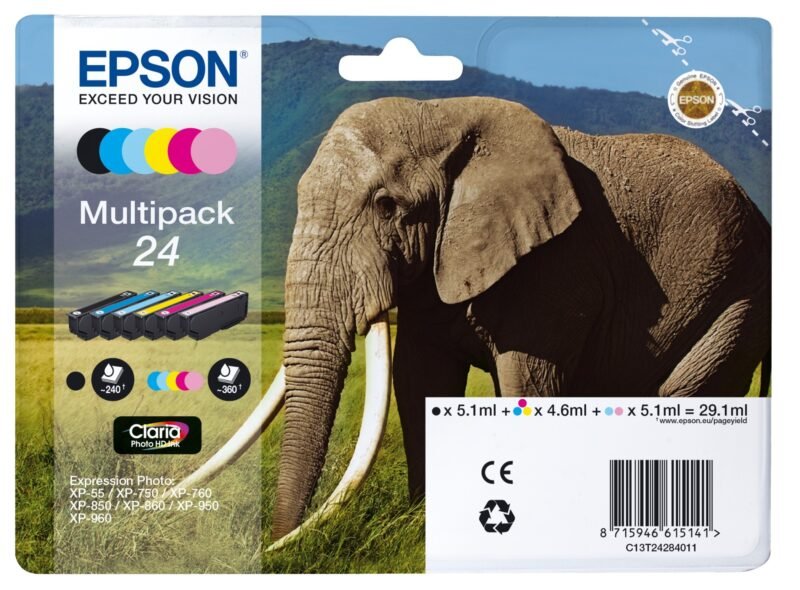 Epson Elephant Multipack 6-colours 24 Claria Photo HD Ink, foto 1 van 1