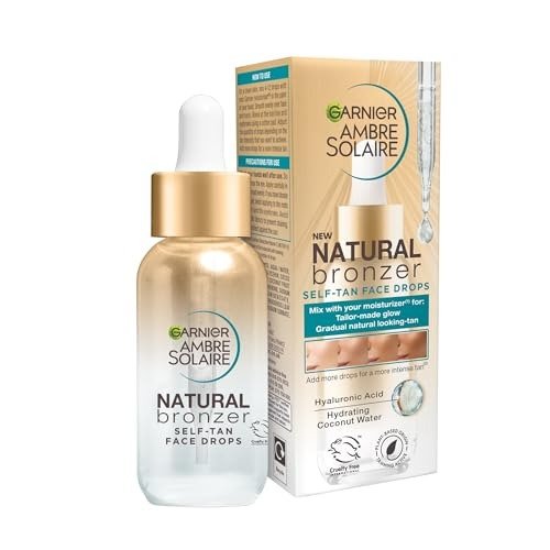 Garnier Ambre Solaire Natural Bronzer, Self Tan Drops for Face, Hyaluronic Acid & Coconut Water, Tailor Made Glow, Gradual & Natural Fake Tan, Approved by Cruelty Free International, Vegan, 30ml, photo 1 of 1