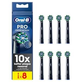 Oral-B Pro Cross Action Electric Toothbrush Head, Oral B Electric Toothbrush Heads, X-Shape and Angled Bristles for Deeper Plaque Removal,  Replacement Toothbrush Heads, Black
