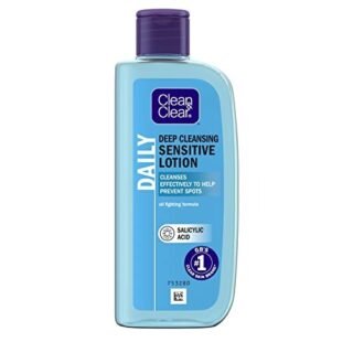 Clean & Clear Deep Cleansing Lotion for Sensitive Skin (1x 200ml), Clean and Clear Facial Cleanser with Salicylic Acid to Deeply Clean, Remove Dirt and Oil, Help Prevent Spots