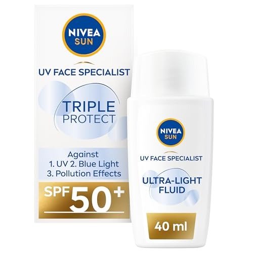 NIVEA SUN Triple Protect Light Sun Fluid SPF50+ (40ml), Face Sun Cream SPF50 with Hyaluron, Protects Against UV, Blue Light and Pollution, Daily Face Sunscreen, photo 1 of 1