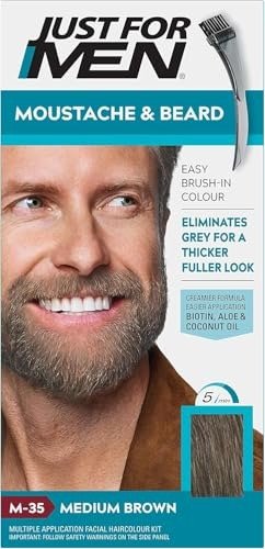 Just for men Moustache & Beard Medium Brown Dye, Eliminates Grey for a Thicker & Fuller Look  M35, photo 1 of 1