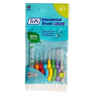 TePe Interdental Brush, Original, 0.4-1.3mm/ISO 0-7,  Plaque Removal, flossers for Narrow to Wide Gaps