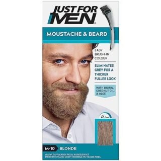Just For Men Moustache & Beard Blonde Dye, Eliminates Grey For a Thicker & Fuller Look With An Applicator Brush Included  M10