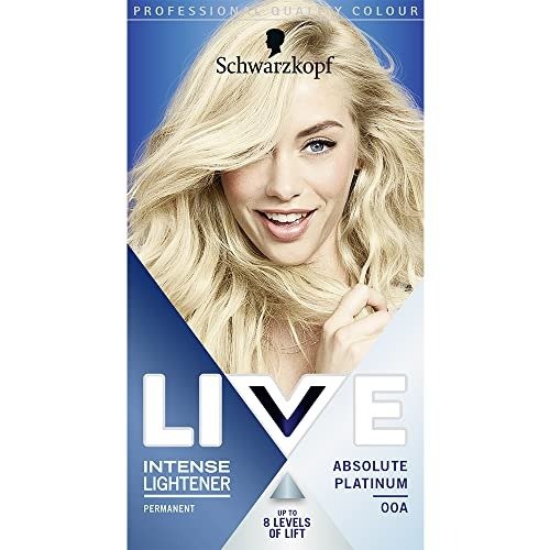 Schwarzkopf LIVE Intense Lightener, Permanent Blonde Bleach Hair Dye, With Brightening Oil Booster, Lifts Hair Up To 8 Levels, Absolute Platinum 00A, photo 1 of 1