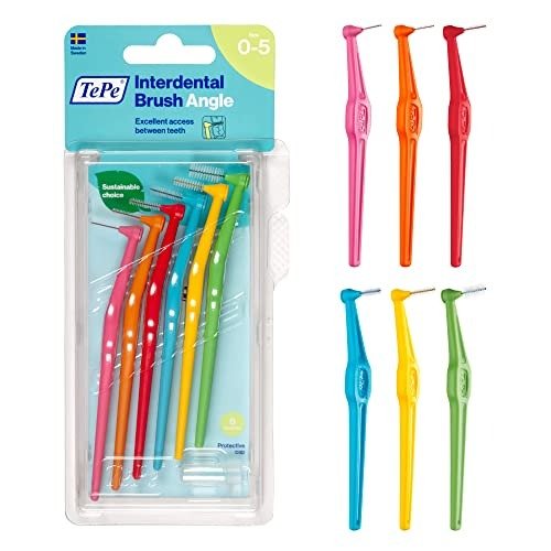 TePe Interdental Brush Angle  0.4-0.8mm/ISO 0-5,  Interspace Cleaning, Plaque Remover for Teeth with Narrow to Small Gaps, photo 1 of 1