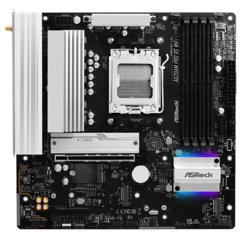 Asrock A620AM PRO RS WIFI, AMD A620A, AM5, Micro ATX, 4 DDR5, HDMI, DP, Wi-Fi 6E, 2.5G LAN, RGB, 3x M.2, photo 1 of 1