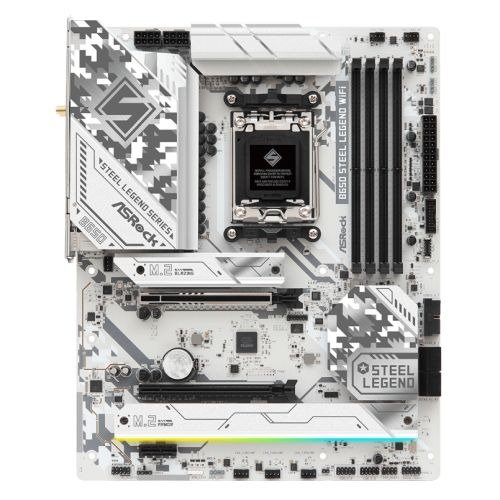 Asrock B650 STEEL LEGEND WIFI, AMD B650, AM5, ATX, 4 DDR5, HDMI, DP, Wi-Fi 6E, 2.5G LAN, PCIe5, RGB, 3x M.2, photo 1 of 1