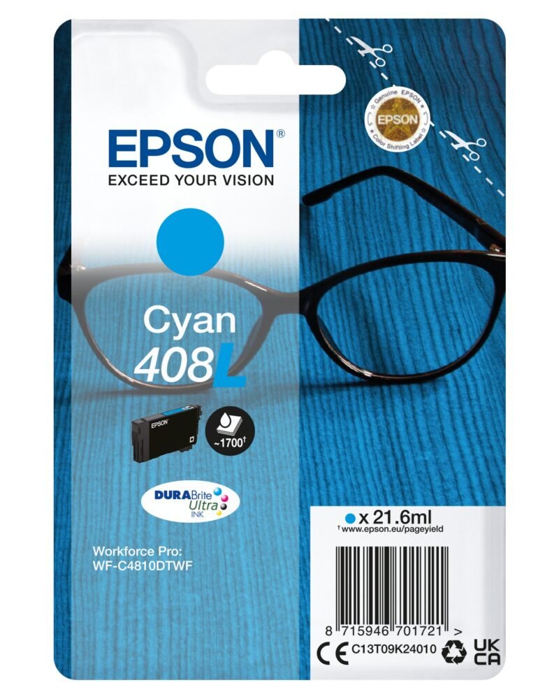 Epson 408L Brillen DURABrite Ultra afzonderlijke cyaan inkt, foto 1 van 1