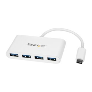 STARTECH.COM USB C Hub - White - Integrated Cable - 4 Port USB C to USB-A (4x)