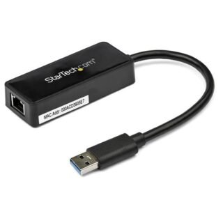 STARTECH.COM USB 3.0 to Gigabit Ethernet Adapter NIC w/ USB Port (Black) - USB 3.0 NIC