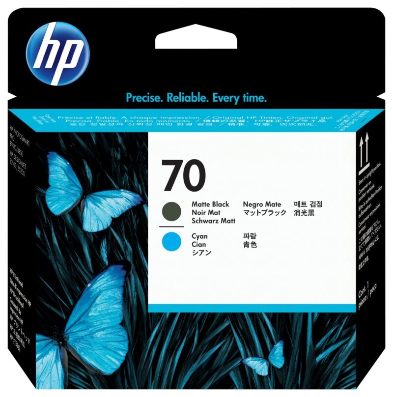 HP 70 Matte Black and Cyan Printhead - Matte Black, Cyan - Inkjet, photo 1 of 1