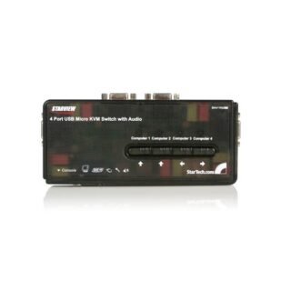 STARTECH.COM 4 Port Black USB KVM Switch Kit with Cables and Audio - desktop KVM Switch