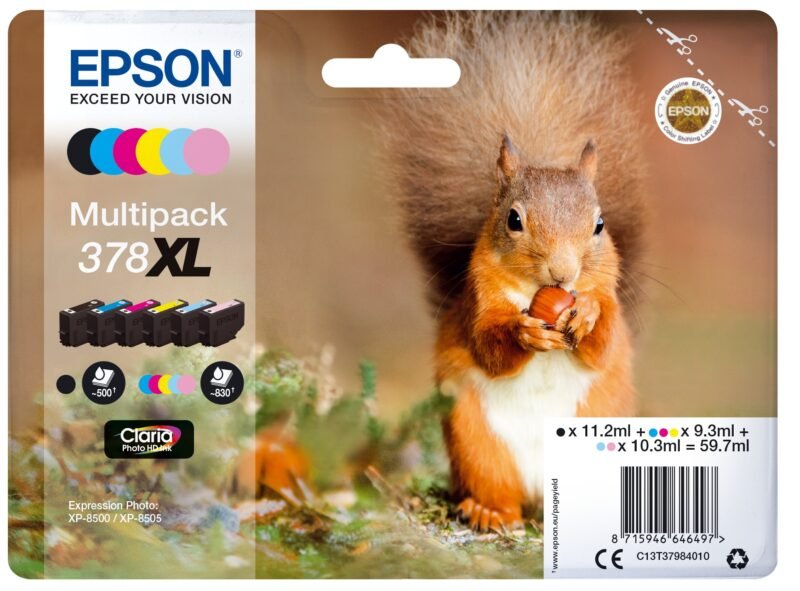 Epson Squirrel 378XL Eekhoorn Claria Photo HD multipack zeskleureninkt, foto 1 van 1