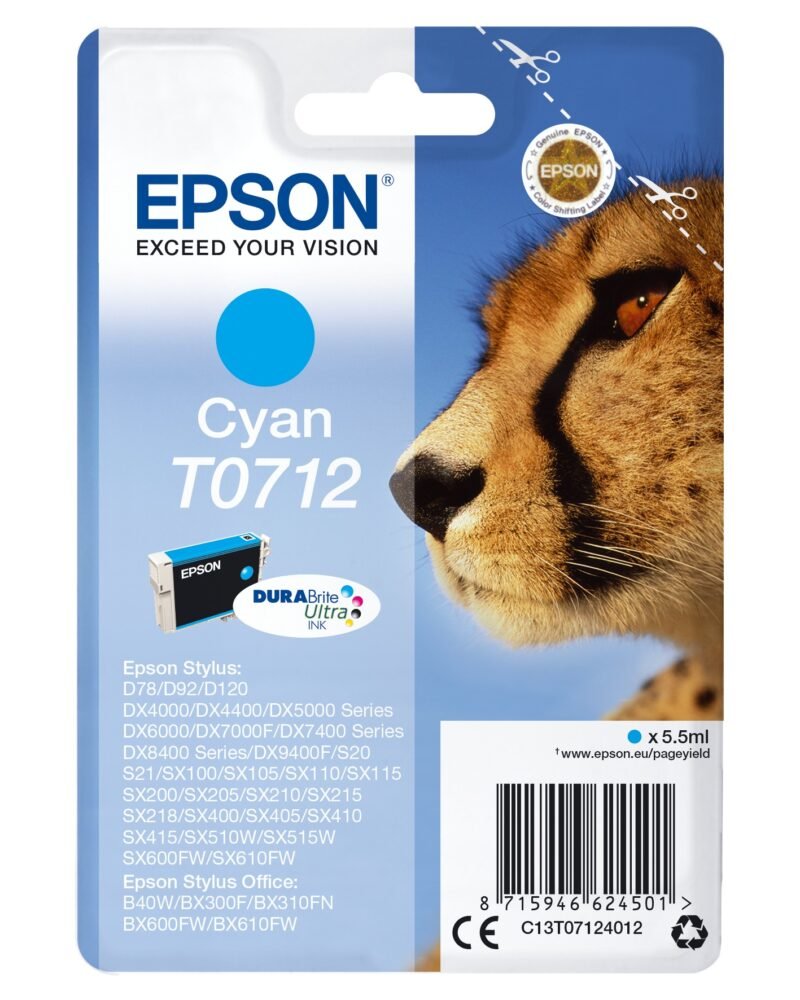 Epson Singlepack Cyan T0712 DURABrite Ultra Ink -, photo 1 of 1