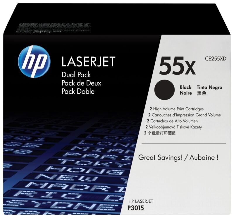 HP 55X - 2-pack - High Yield - black - original - LaserJet - toner cartridge (CE255XD), photo 1 of 1