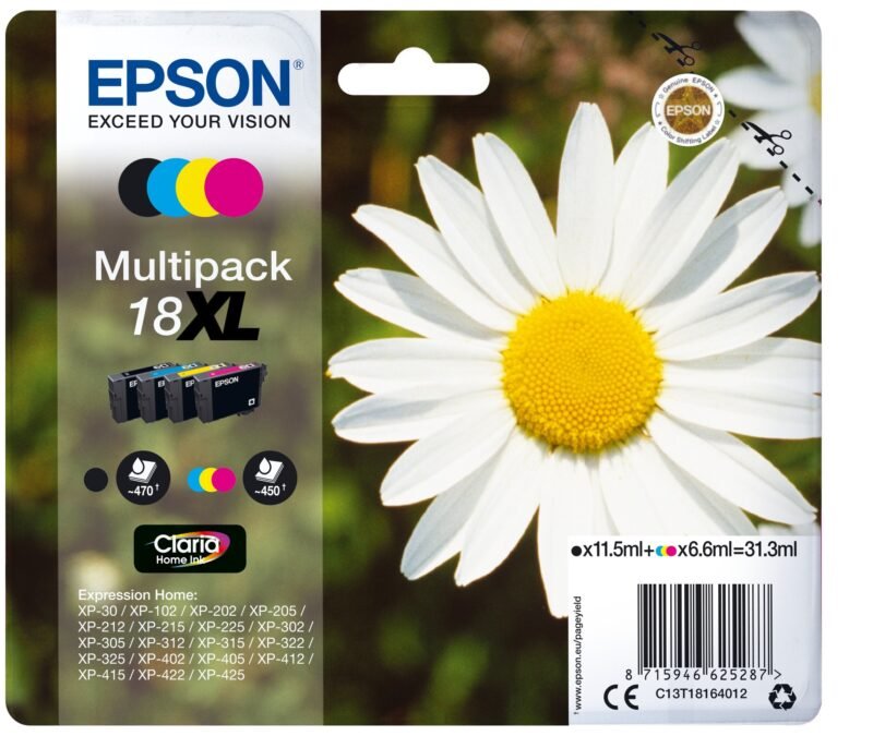 EPSON 18XL - 4-pack - XL - black, yellow, cyan, magenta - original - ink cartridge, photo 1 of 1