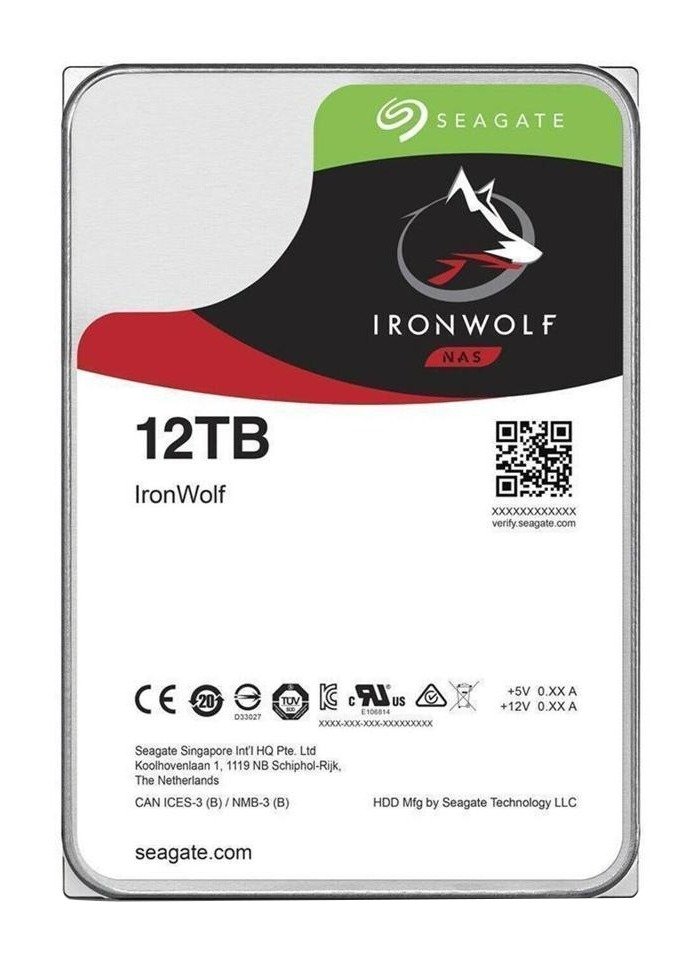Seagate 3.5", 12TB, SATA3, IronWolf NAS Hard Drive, 7200RPM, 256MB Cache, OEM, photo 1 of 1