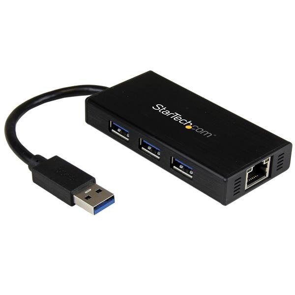 STARTECH.COM USB 3.0 Hub with Gigabit Ethernet Adapter - 3 Port - NIC - USB Network Adapter, photo 1 of 1