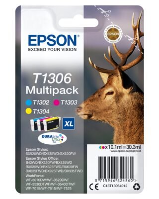 EPSON T1306 Multipack - 3-pack - XL - yellow, cyan, magenta - original - ink cartridge