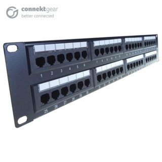 GROUP GEAR 48 Port(s) Network Patch Panel - Black - 48 x RJ-45 - 2U High - 19" Wide - Rack-mountable
