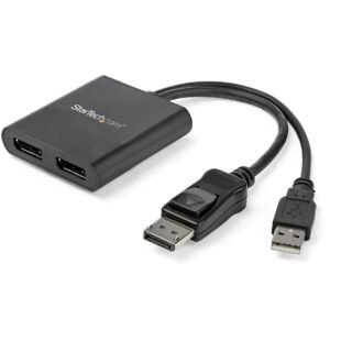 STARTECH.COM 2-Port Multi Monitor Adapter, DisplayPort 1.2 MST Hub, Dual 4K 30Hz or 1080p, USB Bus P