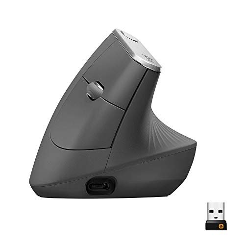 Logitech MX Vertical Ergonomic Mouse, Multi-Device, Bluetooth or 2.4GHz Wireless with USB Unifying Receiver, 4000 DPI Optical Tracking, 4 Buttons, Fast Charging, Laptop/PC/Mac/iPad OS- Black, photo 1 of 1
