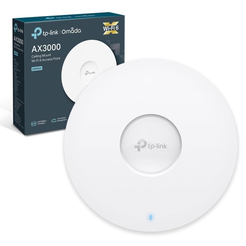 TP-Link EAP650 WiFi 6 Access Point, AX3000 Dual Band Gigabit Wireless Access Points, Power Adapter included, Seamless Roaming Extended Range, Omada Mesh, Support PoE+Powered, Mount to Wall or Ceiling, photo 1 of 1