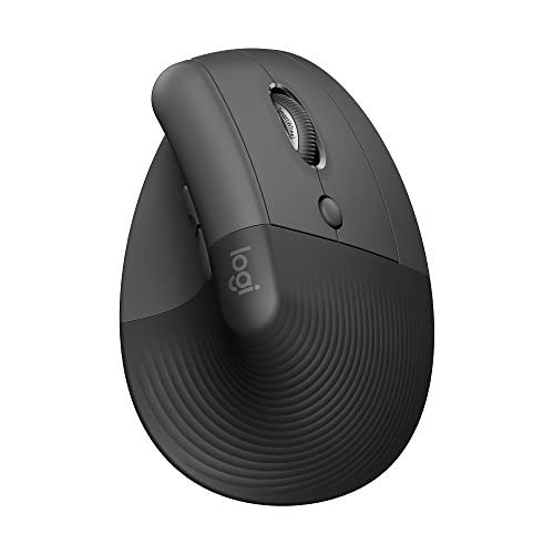 Logitech Lift Vertical Ergonomic Mouse, Wireless, Bluetooth or Logi Bolt USB receiver, Quiet clicks, 4 buttons, compatible with Windows/macOS/iPadOS, Laptop, PC - Graphite, photo 1 of 1