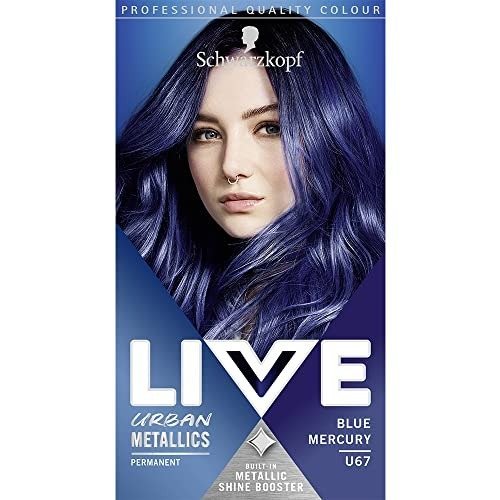 Schwarzkopf LIVE Urban Metallics Vibrant, Long Lasting, Permanent Blue Hair Dye, Infused with Coconut Oil for Shiny Hair - Blue Mercury U67, photo 1 of 1