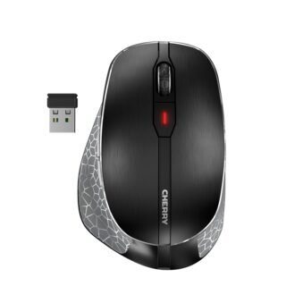 CHERRY MW 8C ERGO, Wireless Mouse with Ergonomic Thumb Rest for Right-Handers, Bluetooth or 2.4 GHz RF Connection, Rechargeable, Black