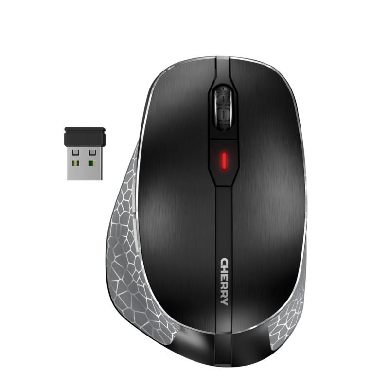CHERRY MW 8C ERGO, Wireless Mouse with Ergonomic Thumb Rest for Right-Handers, Bluetooth or 2.4 GHz RF Connection, Rechargeable, Black, photo 1 of 1