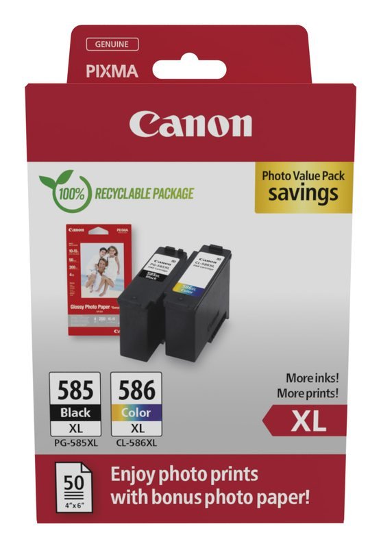 Canon PG-585XL/CL-586 PVP ink cartridge 2 pc(s) Original High (XL) Yield Black, Cyan, Magenta, Yellow, photo 1 of 2